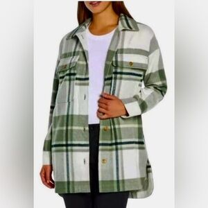 Banana Republic Shirt Jacket Shacket Womens Size M Plaid Green